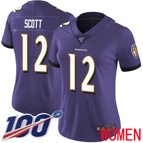 Baltimore Ravens Limited Purple Women Jaleel Scott Home Jersey NFL Football #12 100th Season Vapor Untouchable->women nfl jersey->Women Jersey